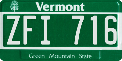 VT license plate ZFI716