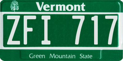 VT license plate ZFI717