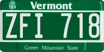 VT license plate ZFI718