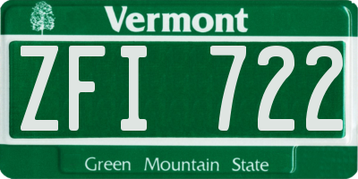 VT license plate ZFI722