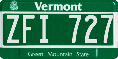 VT license plate ZFI727