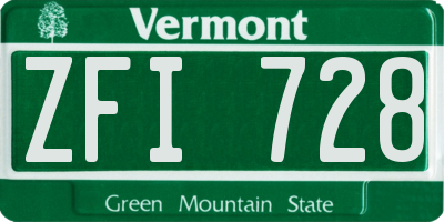 VT license plate ZFI728
