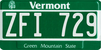 VT license plate ZFI729