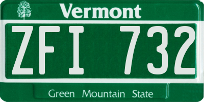 VT license plate ZFI732