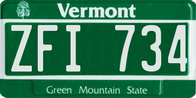 VT license plate ZFI734