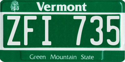 VT license plate ZFI735