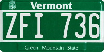VT license plate ZFI736