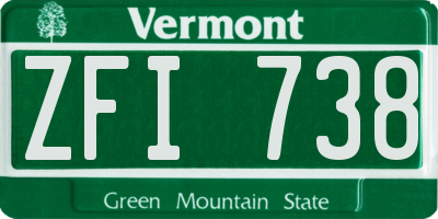 VT license plate ZFI738