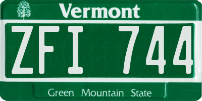 VT license plate ZFI744