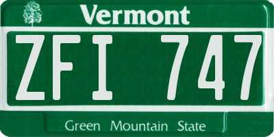VT license plate ZFI747