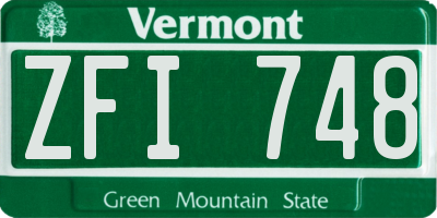 VT license plate ZFI748