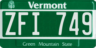 VT license plate ZFI749