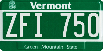 VT license plate ZFI750