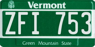 VT license plate ZFI753