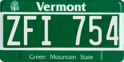 VT license plate ZFI754