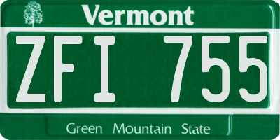 VT license plate ZFI755