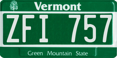 VT license plate ZFI757