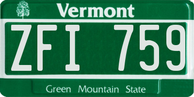 VT license plate ZFI759
