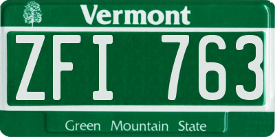 VT license plate ZFI763