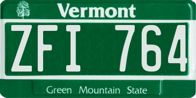 VT license plate ZFI764