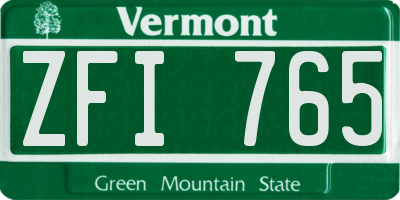VT license plate ZFI765