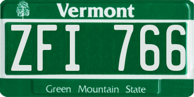 VT license plate ZFI766