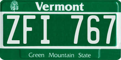 VT license plate ZFI767