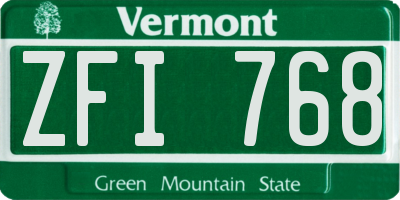 VT license plate ZFI768