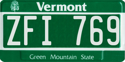 VT license plate ZFI769