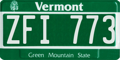 VT license plate ZFI773