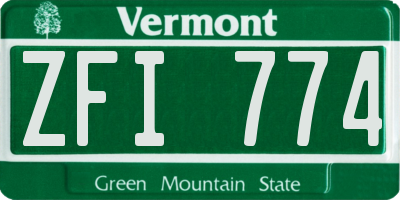 VT license plate ZFI774