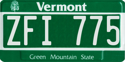 VT license plate ZFI775
