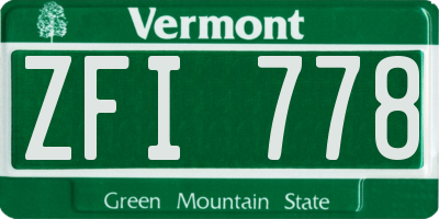 VT license plate ZFI778