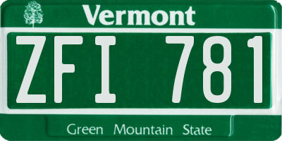 VT license plate ZFI781