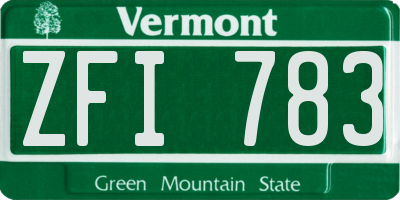 VT license plate ZFI783