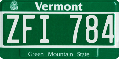 VT license plate ZFI784