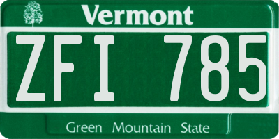 VT license plate ZFI785