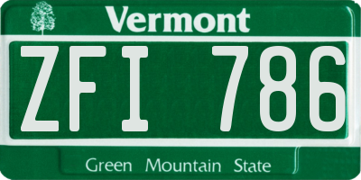 VT license plate ZFI786