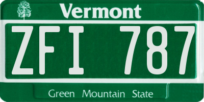 VT license plate ZFI787