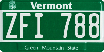 VT license plate ZFI788