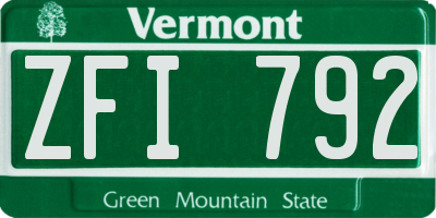 VT license plate ZFI792