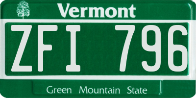 VT license plate ZFI796