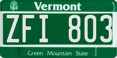 VT license plate ZFI803