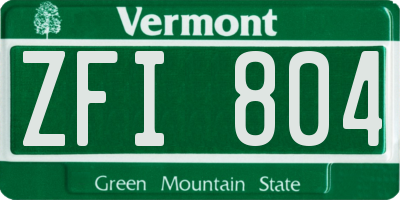 VT license plate ZFI804