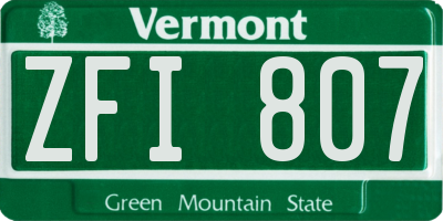 VT license plate ZFI807