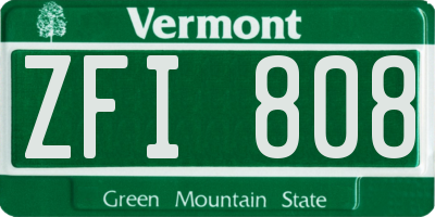 VT license plate ZFI808