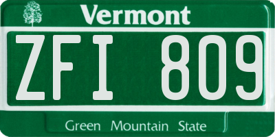 VT license plate ZFI809