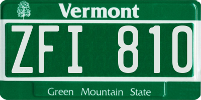 VT license plate ZFI810