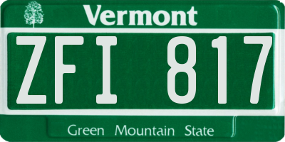 VT license plate ZFI817