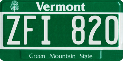 VT license plate ZFI820